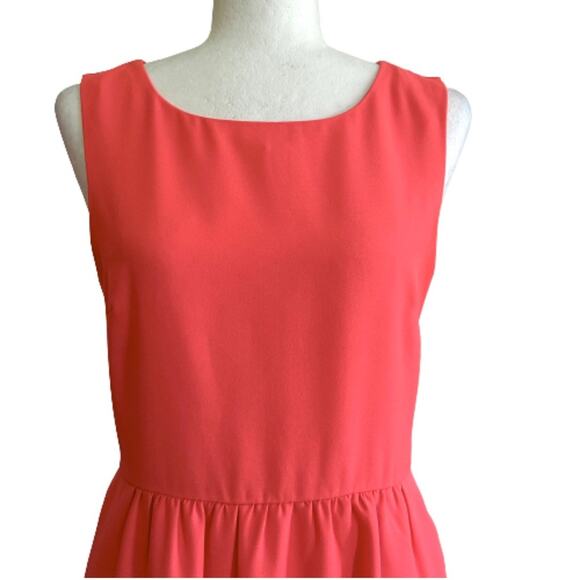 J. Crew Dress Coral Orange Sleeveless Crew Neck Pockets Summer Sheath Size 4 - Picture 3 of 12
